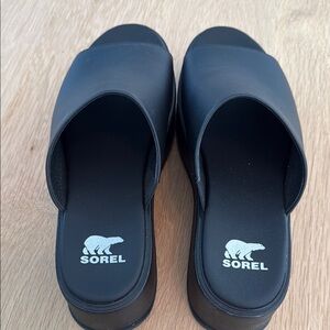 Sorel Black Wedge Sandals